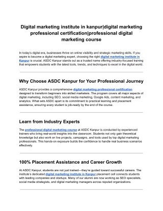 Digital marketing institute in kanpur|digital marketing professional certificati