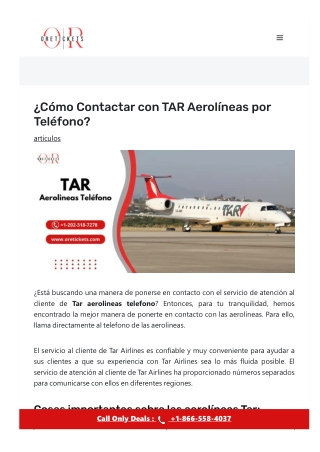 ¿Cual es el número de teléfono de TAR Aerolineas?