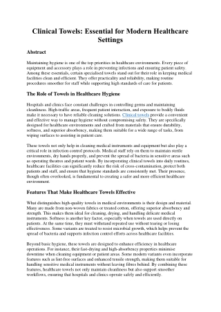 Clinical Towels: Essential for Modern Healthcare Settings