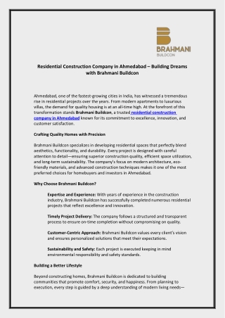 Residential Construction Company in Ahmedabad