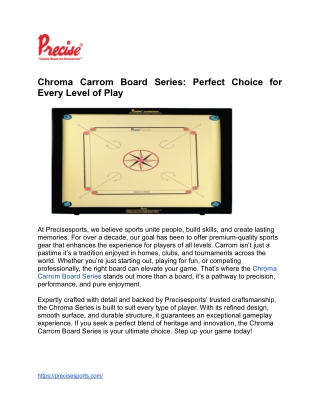 Chroma Carrom Board Series Perfect Choice for Every Level of Play