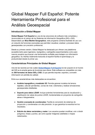Global Mapper Full Español_ Potente Herramienta Profesional para el Análisis Geoespacial