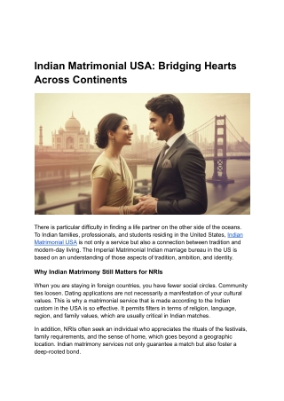 Indian Matrimonial USA Bridging Hearts Across Continent