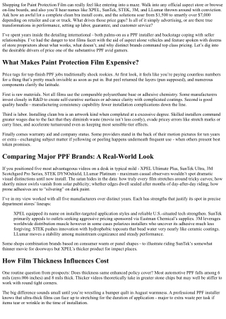 Understanding the Price Differences Among Top PPF Brands