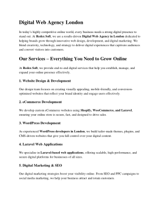 Digital Web Agency London