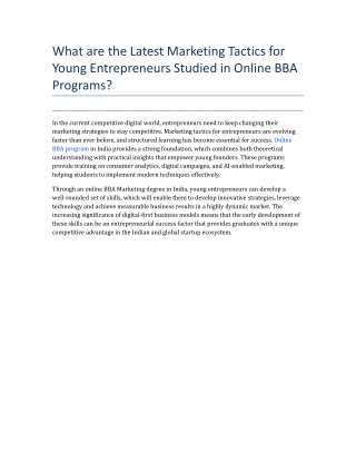 What are latest Marketing Tactics for Young Entrepreneurs Studied in online BBA Programs.docx