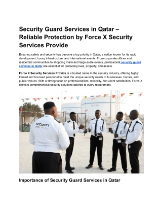 Security Guard Services in Qatar