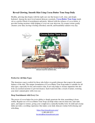 Reveal Glowing, Smooth Skin Using Cocoa Butter Tone Soap Daily