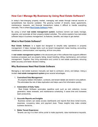 How Can I Manage My Business by Using Real Estate Software