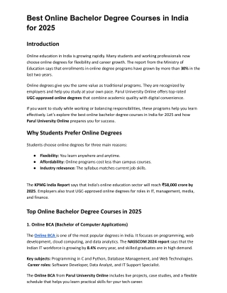 Best Online Bachelor Degree Courses in India for 2025
