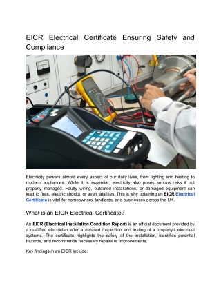 EICR Electrical Certificate Ensuring Safety and Compliance