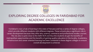 Exploring Degree Colleges in Faridabad for Academic Excellence