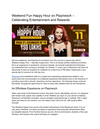 Playinexch Weekend Happy Hour Offer