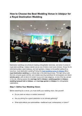 Best Wedding Venue in Udaipur