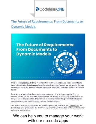 The Future of Requirements From Documents to Dynamic Models
