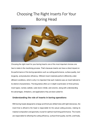 Choosing The Right Inserts For Your Boring Head