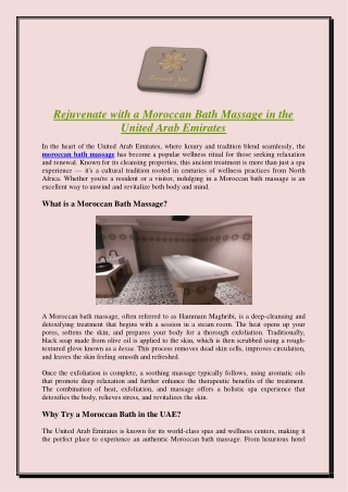 Rejuvenate with a Moroccan Bath Massage in the United Arab Emirates