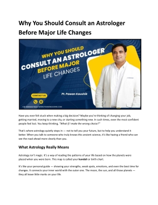 Why You Should Consult an Astrologer Before Major Life Changes