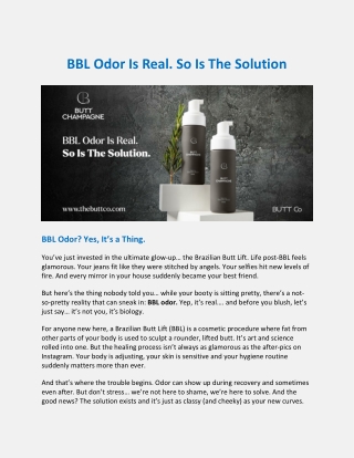 BBL Odor Is Real. So Is The Solution