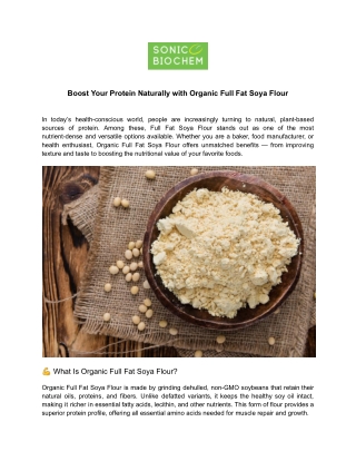 Boost Your Protein Naturally with Organic Full Fat Soya Flour