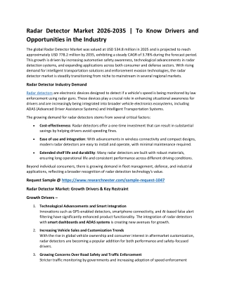 Radar Detector Market Report: 2035 Insights