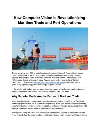 How Computer Vision is Revolutionizing Maritime Trade and Port Operations