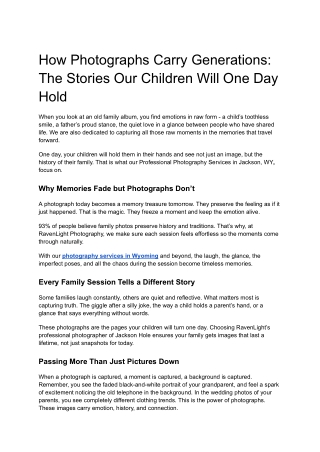 How Photographs Carry Generations_ The Stories Our Children Will One Day Hold
