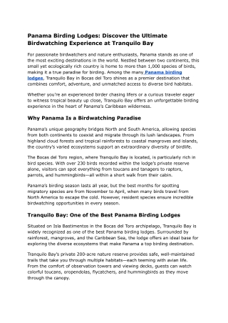 Panama Birding Lodges: Discover the Ultimate Birdwatching Experience