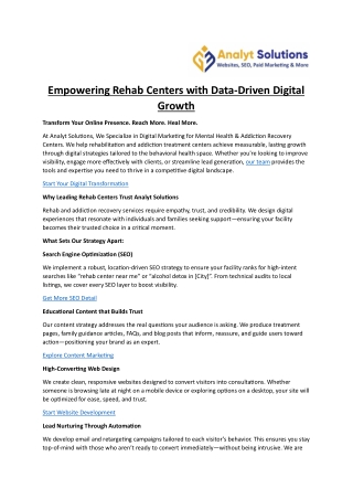 Empowering Rehab Centers with Data-Driven Digital Growth
