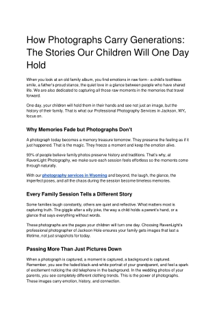 How Photographs Carry Generations_ The Stories Our Children Will One Day Hold