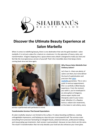 Discover the Ultimate Beauty Experience at Salon Marbella