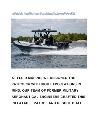 Inflatable Hard Bottom Boat Manufacturer