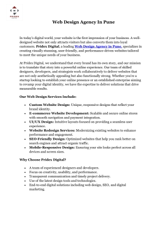 Web Design Agency In Pune