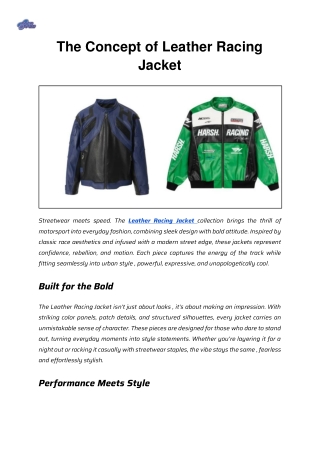 The Concept of Leather Racing Jacket