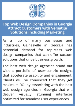 Top Web Design Companies in Georgia Attract Customers with Versatile Solutions including Marketing