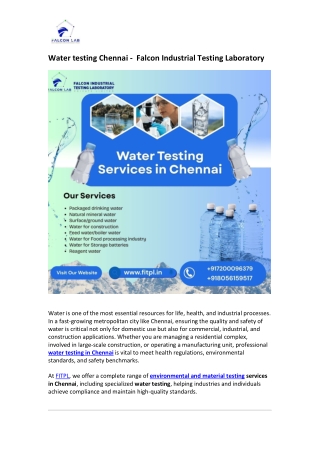 Water testing Chennai