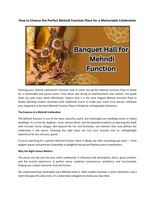 How to Choose the Perfect Mehndi Function Place for a Memorable Celebration