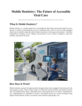 Mobile Dentistry - The Future of Accessible Oral Care