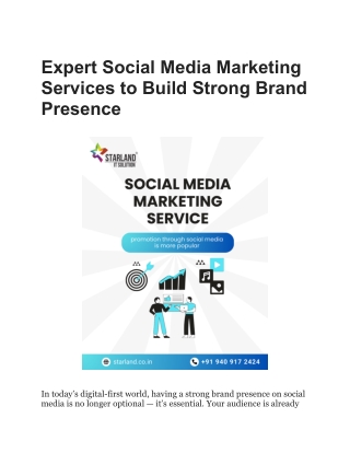 Expert Social Media Marketing Services to Build Strong Brand Presence