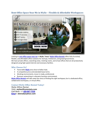 Rent Office Space Near Me in Wylie – Flexible & Affordable Workspaces