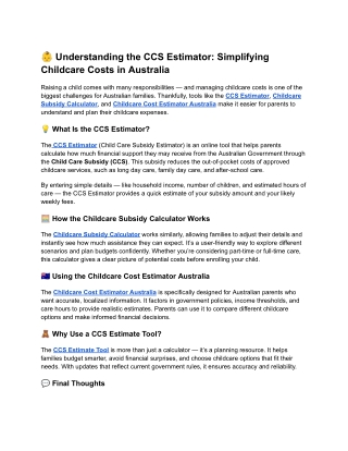 Simplifying Childcare Costs in Australia