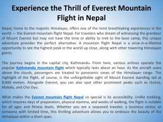 Experience the Thrill of Everest Mountain Flight in Nepal