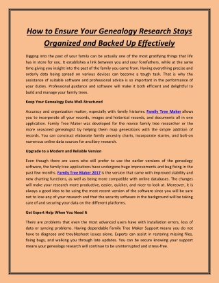 How to Ensure Your Genealogy Research Stays Organized and Backed Up Effectively