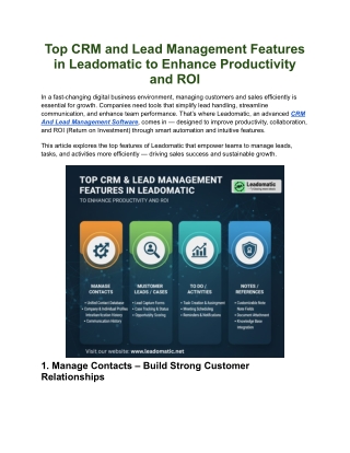 Top CRM and Lead Management Features in Leadomatic to Enhance Productivity and ROI