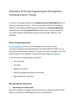 Generative AI Prompt Engineering for QA Engineers
