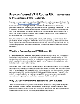 Pre‑configured VPN router UK  2