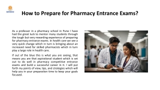 How to Prepare for Pharmacy Entrance Exams