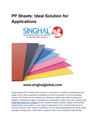 PP Sheets_ Ideal Solution for Applications