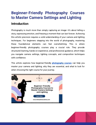 Beginner-Friendly Photography Courses to Master Camera Settings and Lighting_Indian Photo Academy