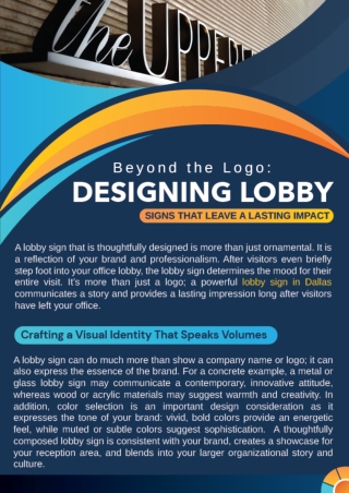Beyond the Logo: Designing Lobby Signs That Leave a Lasting Impact